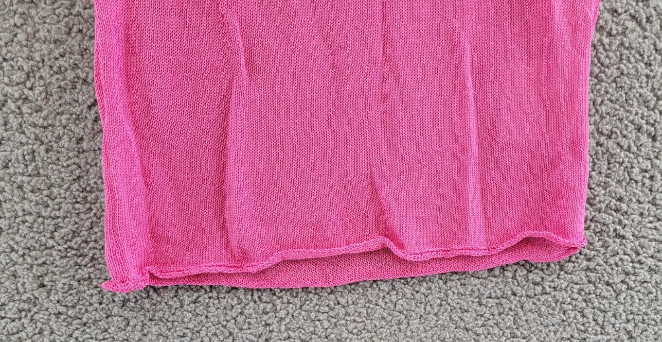 Jumper 1234 Contrast Cropped Sleeveless Sweater Women's 1 Fuchsia Linen Blend - Picture 4 of 15