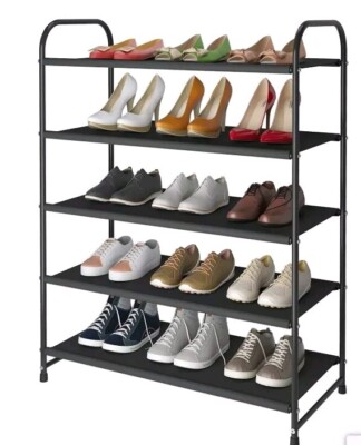 MOYIPIN 5-Tier Shoe Rack Storage Organizer, Shoe Shelf with Waterproof Non-Woven