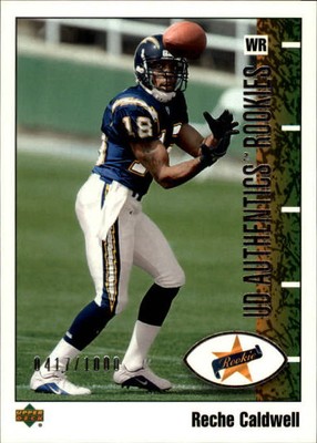 2002 UD Authentics Football Card #129 Reche Caldwell Rookie