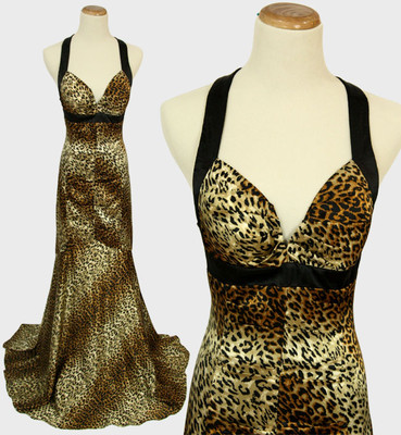 Morgan & Co $120 Evening Prom Formal Cruise Long Gown Dress size 3 Animal Print