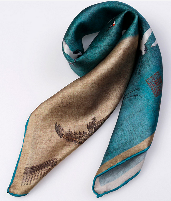 100% Silk Satin 20" Small Square Scarf Women neckerchief Wrap blue brown MY1