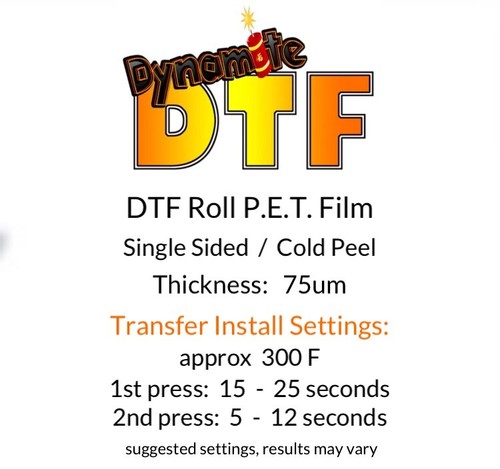 DTF Pet Roll Film.  Aprx 13 Inch Wide X 328 Ft Long, (33cm x 100m). USA Seller.