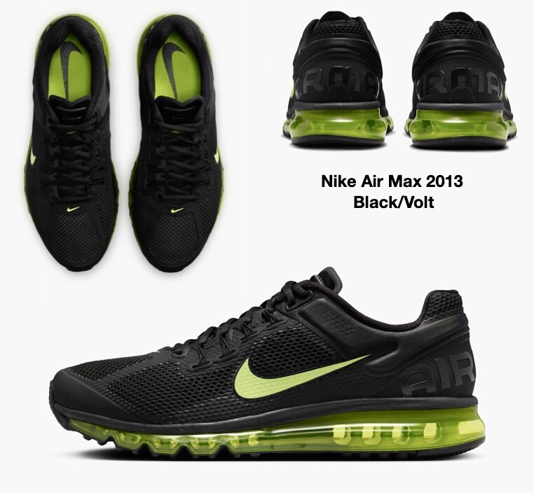 Nike Air Max 2013 Shoes Cyber Black Volt HF3660-001 Men's