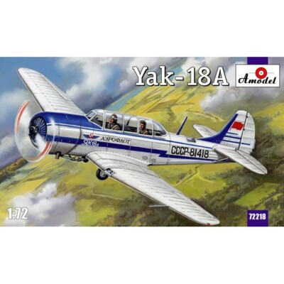 Amodel 72218 Scale model kit 1:72 Yakovlev Yak18 Soviet primary trainer aircraft