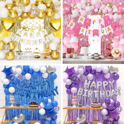 Geburtstag Deko Set mit Ballons Happy Birthday Banner Partydeko Kinder Erwachsen