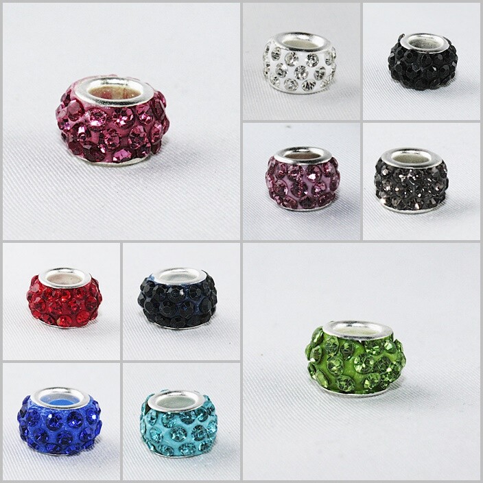 10 Stück Großlochperlen Strassperlen Beads Perlen Shamballa 10x8 mm 