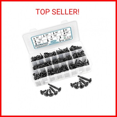 380 PCS 410 Stainless Steel #8#10 Self Tapping Screws Assortment Kit, Black Oxid