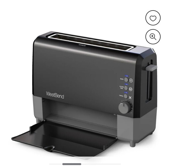 West Bend QuickServe 2-Slice Longslot Toaster - Black Easy Clean Up Tray Crumb