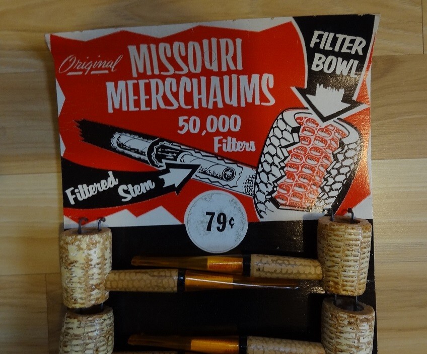 Vintage Missouri MEERSCHAUM Corn Cob Pipe Store Display - End of year DISCOUNT!
