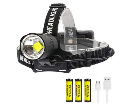 Lampara headlamp recargable led luz blanca para la cabeza 10000 lúmenes USB