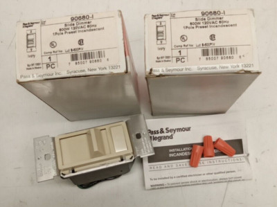 Pass & Seymour 90680-I Single Pole 600W 120V Slide Dimmer (Lot Of 2) Ivory