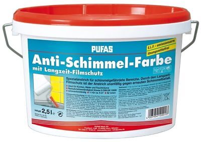 Pufas 2,5l Anti Schimmel Farbe 2,5l Wandfarbe Innenanstrich Anti-Schimmel  