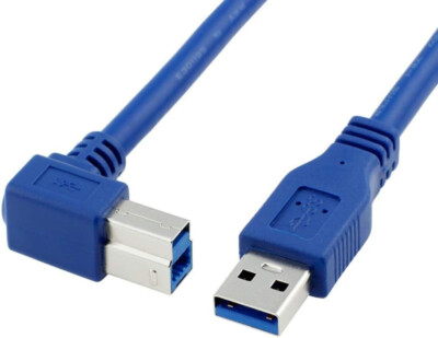 USB-A 3.0 Male to USB-B 3.0 Right-Angle Male Printer Cable 1M = 3ft - L-COM