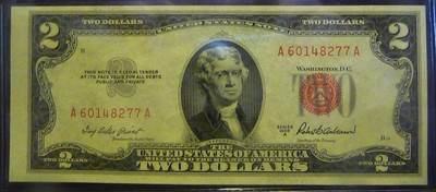 2 1953A UNCIRCULATED $2 Red Seal United States Notes with Fancy Serial Numbers