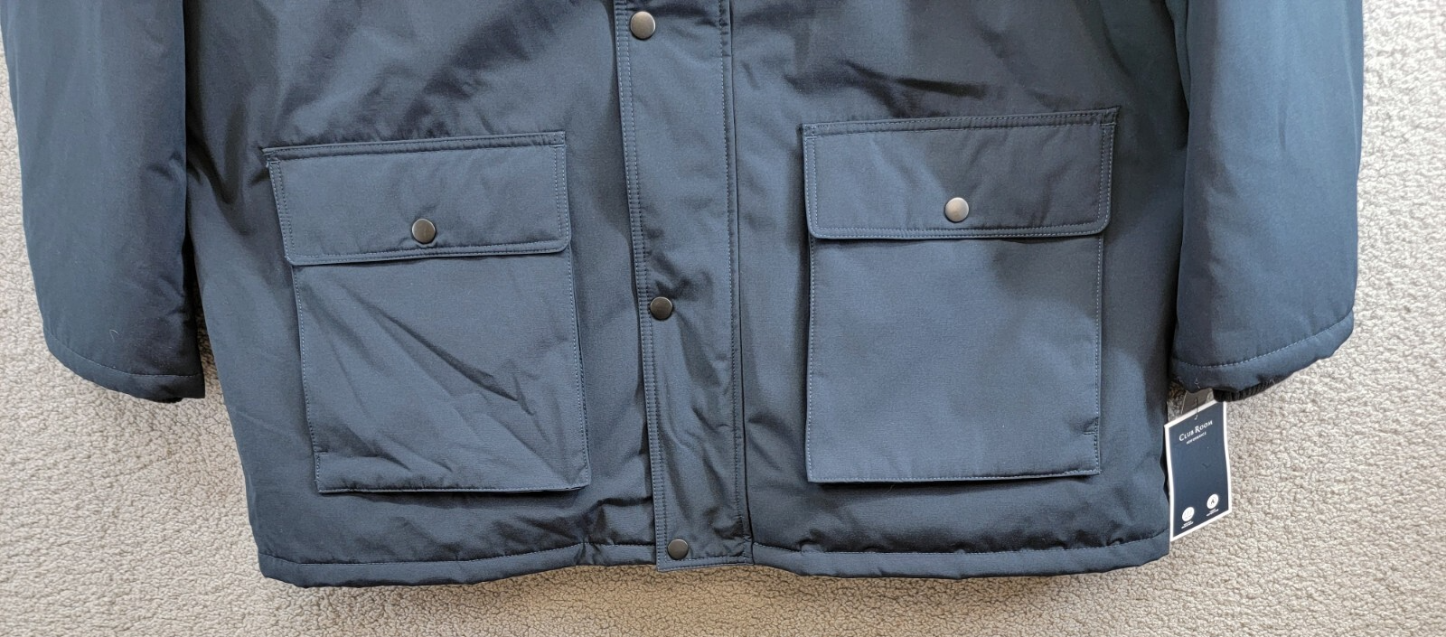 Club Room Parka with A Faux Fur-Hood Jacket Men's XXL Navy Zip/Snap Closure - Picture 4 of 17