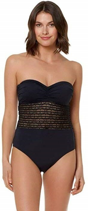 Bleu Rod Beattie 170528 Womens Bandeau One-Piece Swimwear Black Size 10