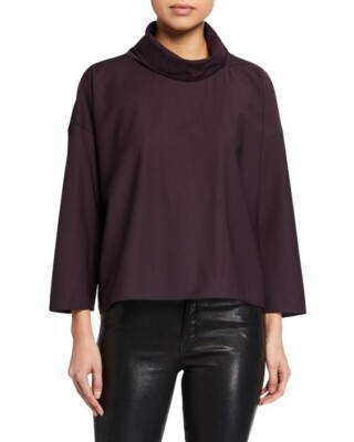 Club Monaco Women's Purple Funnel Neck Relaxed Fit Size S Retail $159