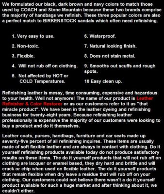 Leather Refinish Color Restorer+ Cleaner Conditioner Dye Preparer w/ free cloth