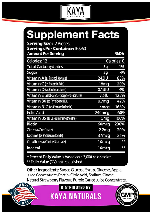 Multi Vitamin Gummy, 60 Count, Biotin, Vitamin A, C & E, Zinc & Vitamin B-12
