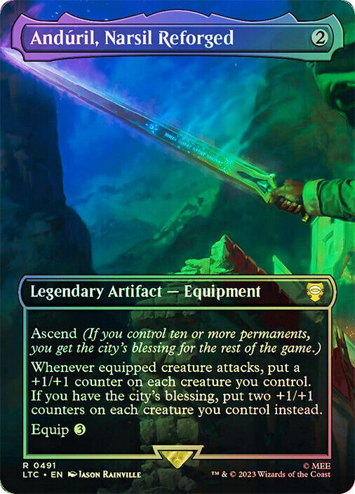 Mtg Foil Anduril, Narsil Reforged Borderless  - The Lord Of The Rings Commander