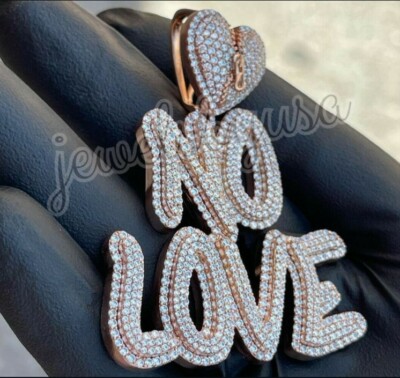 Pre-owned Nsg 3.75 Ct Men's Round D/vvs Moissanite No Love Custom Letter Pendant 925 Silver In White
