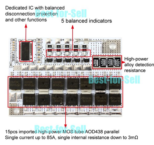 Модуль защиты bms 100a схема подключения для 3s 4s 5s