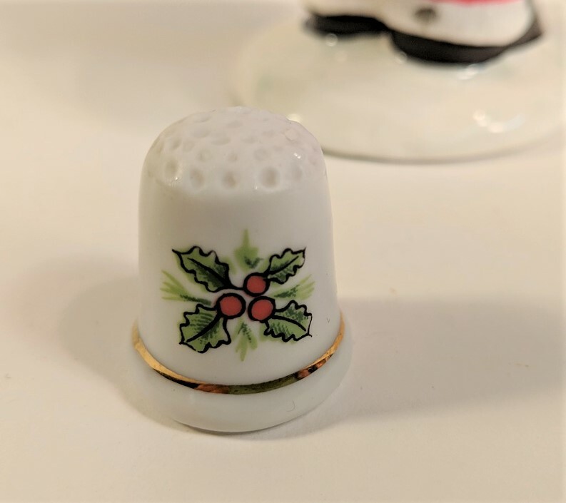 Vintage Schmid Holiday Girl  Original Thimble and Pin Holder Velvet Hat