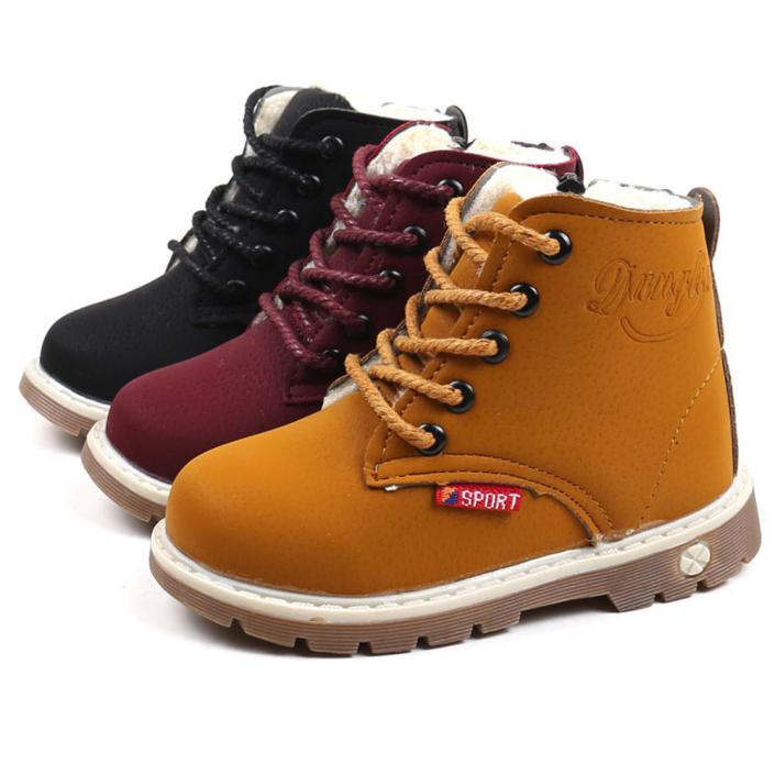 Kids Warm Autumn Winter Martin Boots Fur Lined Children Shoes Boys Girls Shoes