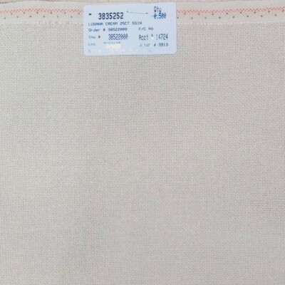 Cross Stitch 25 count Lugana even weave Zweigart Cream 25 1/2 x 17 cross stitch