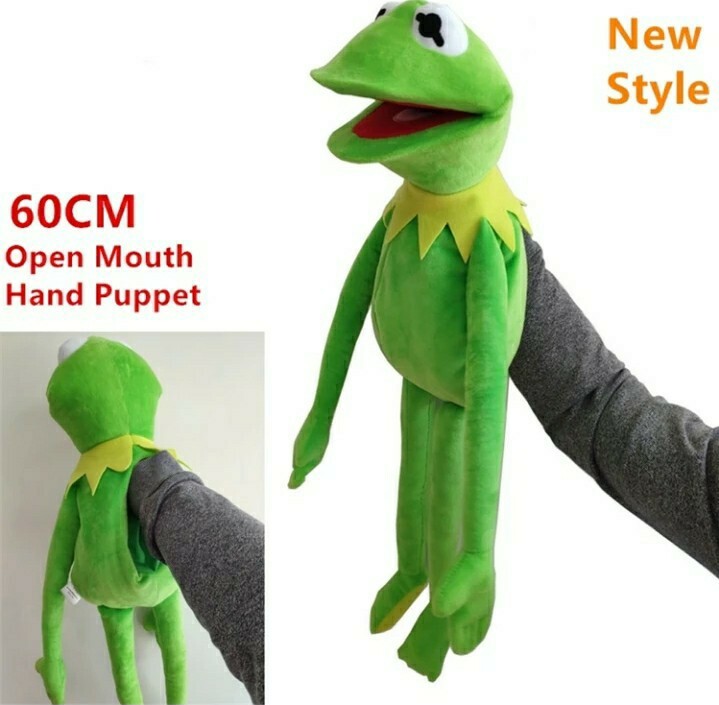 Peluche Marionnette Kermit La Grenouille 60 Cm Frog Green Ventriloque Doudou 