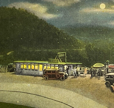 Western North Carolina Point Lookout Night View Diner Full Moon Postcard A5