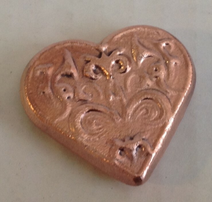 Hand Poured Copper Heart 2.5-oz Bullion Bar Ingot 1-1/2