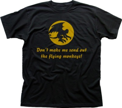 Wizard of Oz Flying Monkey Witch Scary Halloween black printed t-shirt OZ9887