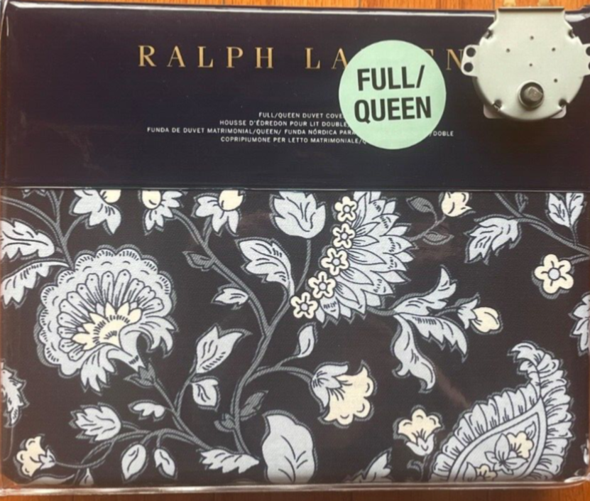 NEW $355 RALPH LAUREN Delphine Navy Blue Paisley Full/Queen