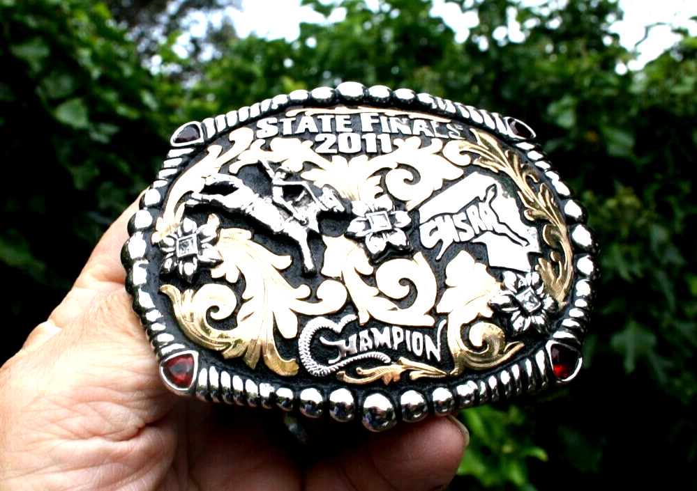 Rodeo Trophy Buckle Bob Berg Western Belt Buckle 2011 State Finals Champion