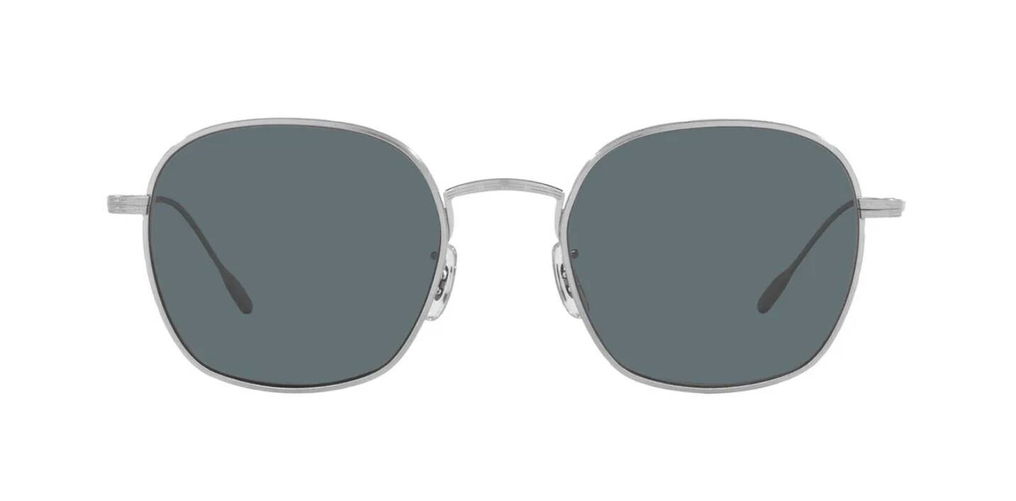 Pre-owned Oliver Peoples Ades Ov 1307st Brushed Silver/blue Polarized (5254/3r) Sunglasses