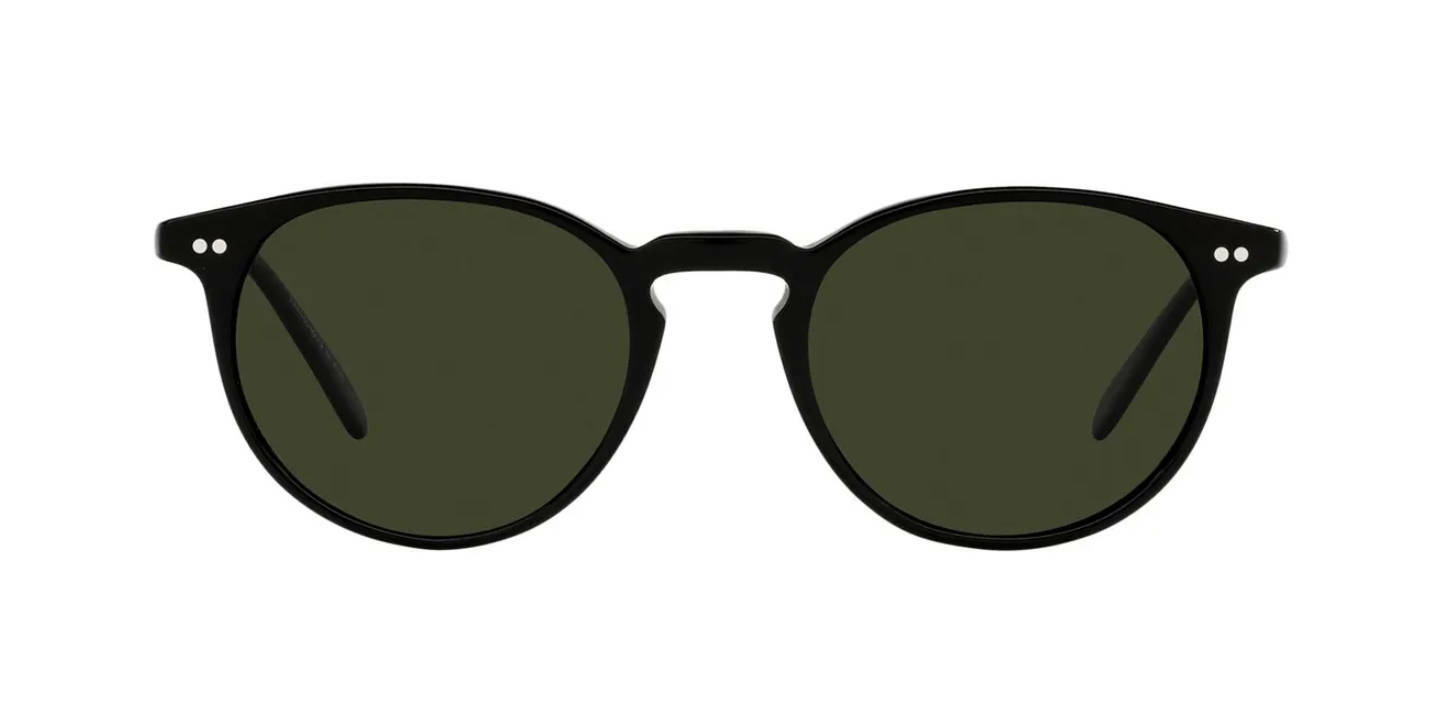 Pre-owned Oliver Peoples Riley Sun 5004su Black/g-15 Green Polarized (1005/p1) Sunglasses