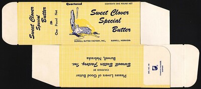 Vintage box SWEET CLOVER SPECIAL BUTTER house pic Burwell Nebraska unused n-mint