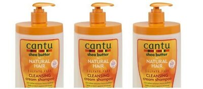 BL Cantu Natural Hair Shampoo Cleansing Cream 25 oz Pump -THREE PACK