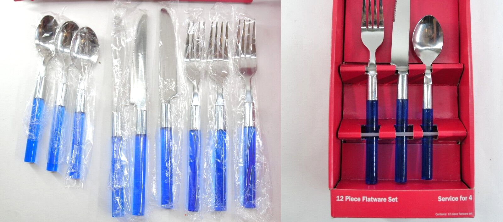 Acrylic Handle Cobalt Blue 12 Piece 3 Place Settings