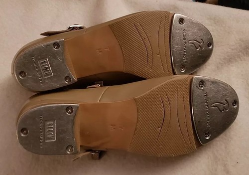 Womens Bloch Tecmno Tap #3H Sz 7M Toupe Leather Slip-On Dance Tap Shoes