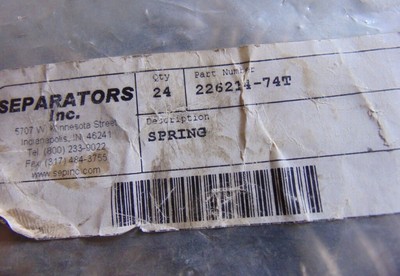 SEPARATORS INC. SPRINGS 226214-74T, 1-1/8