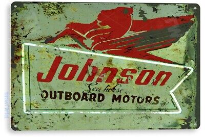 TIN SIGN Johnson Sea Horse Outboard Motors Retro Boat Motor Metal Sign C604