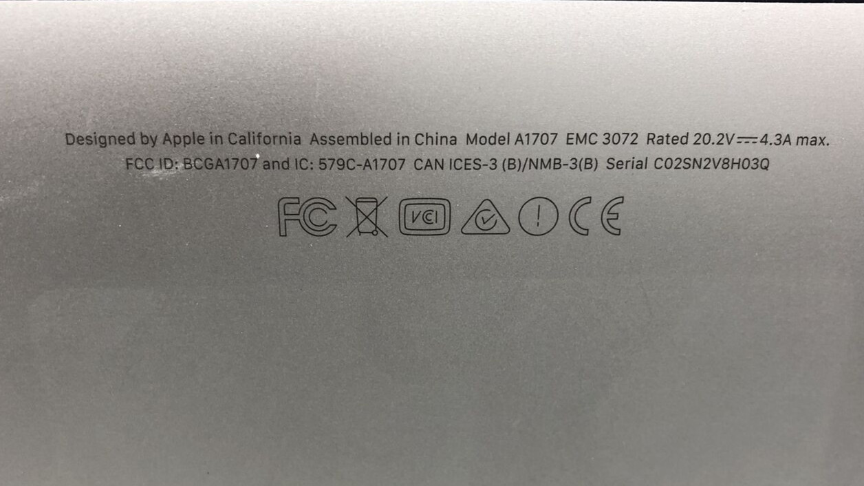 Apple MacBook Pro - A1707 - 2016 15