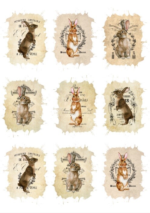 Reispapier Motiv Strohseide Decoupage Shabby Ostern Bunny'S Hase 19323