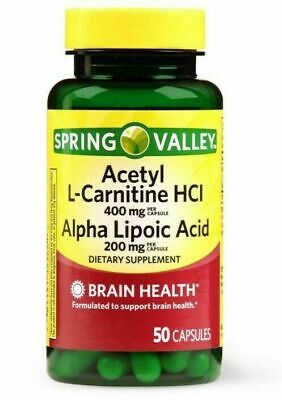 Spring Valley Acetyl L-Carnitine HCL and Alpha Lipoic Acid Capsules, 50 Count 