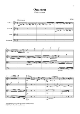 String Quartet Movement (Quartettsatz) in C Minor, D. 703 Study Score