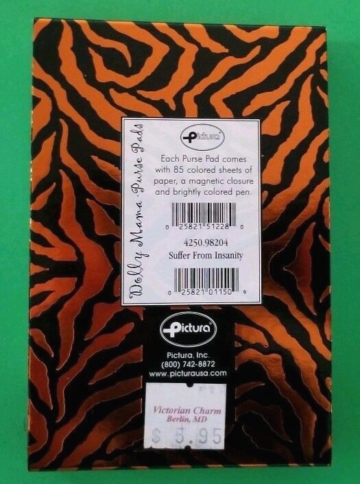 Dolly Mama Purse Note Pad by Picturia - Suffer From Insanity - Pad and Pen - NEW
