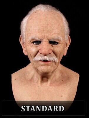 Old Man Elder Disguise Latex Mask w/Wig Hair for Halloween Party Cosplay Costume