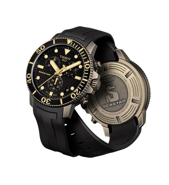 Pre-owned Tissot Seastar 1000 Quartz Chrono Bronze T1204173705101 (warranty &fedex 2 Day)
